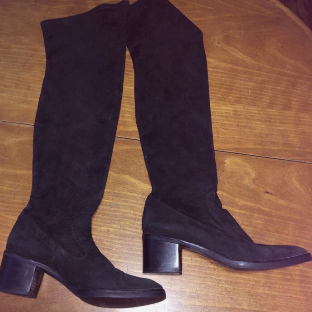 Vintage Susan Bennis Warren Edwards Black Suede Boots - Size 39 1/2 EUC